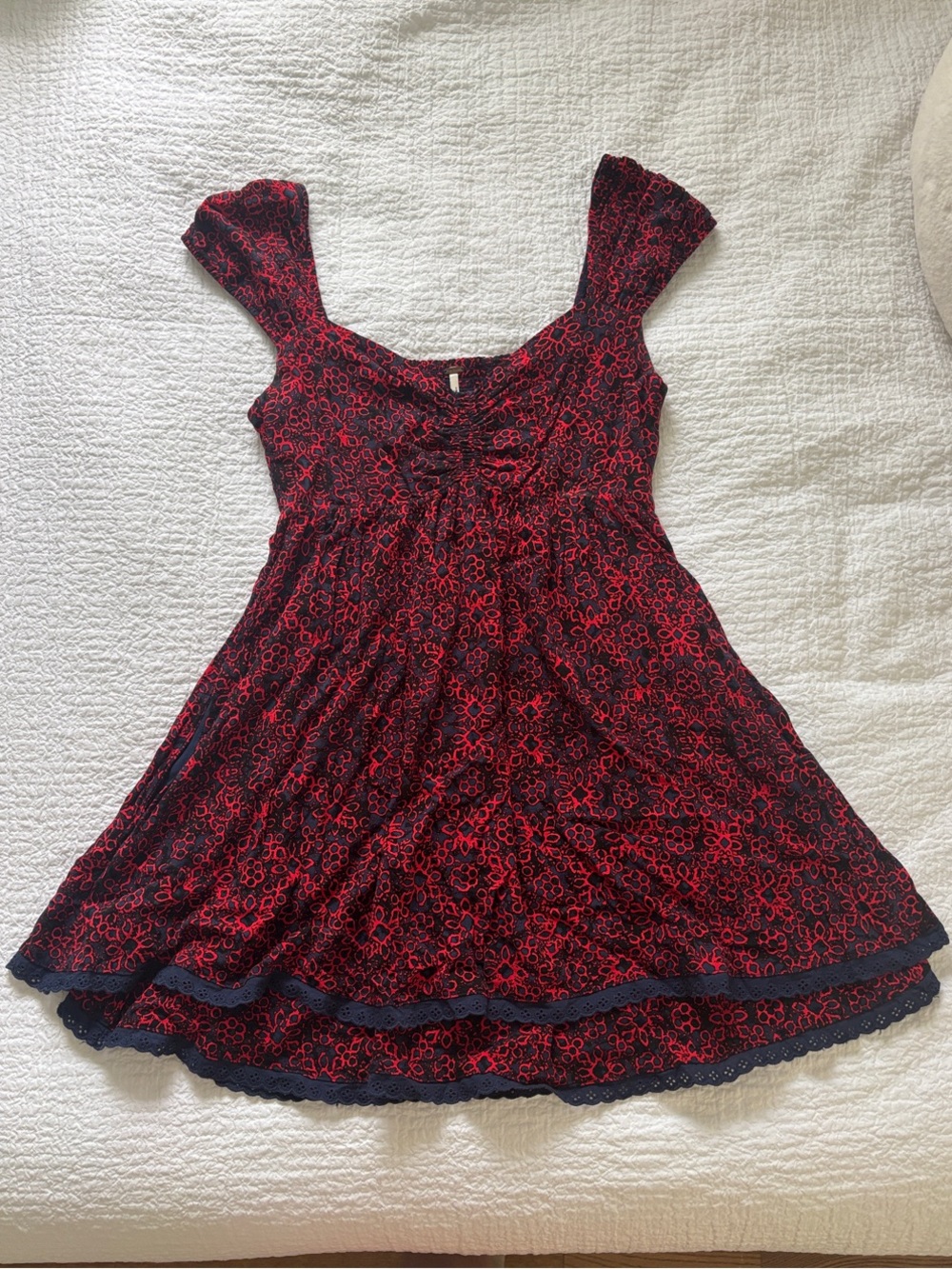 Free People Red and Navy Floral mini Dress